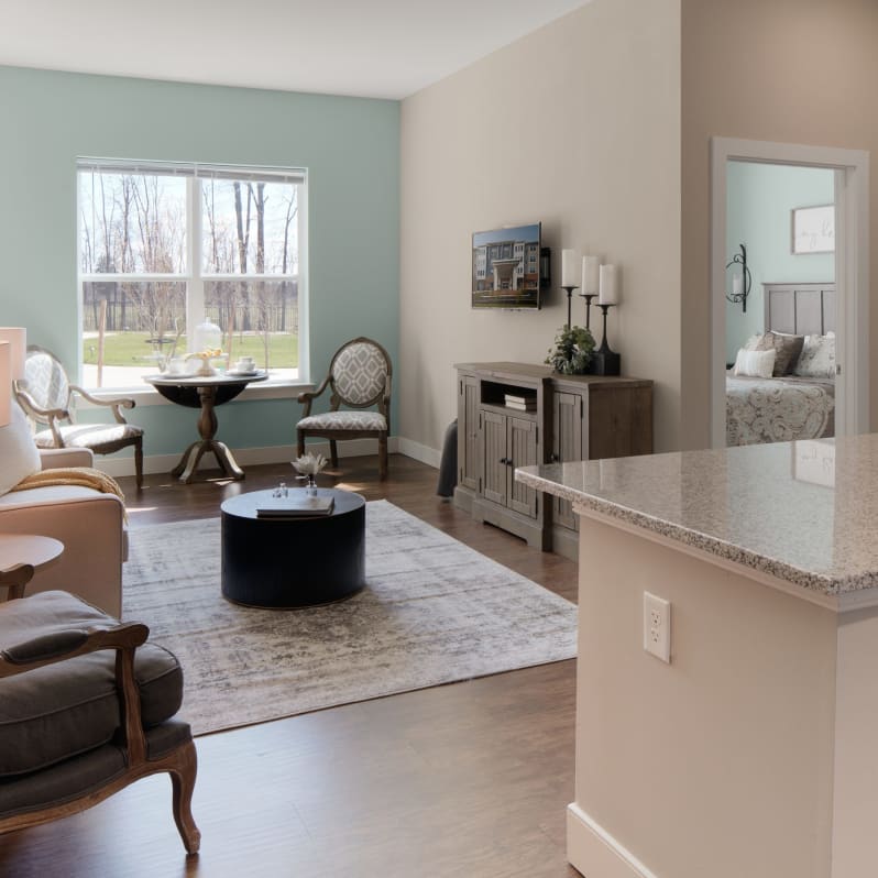 kitchen and living room