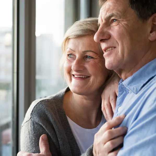 senior couple embracing each other